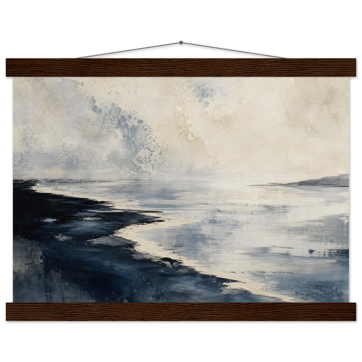 Tidal Ink, sea and coastal landscape. Archival fine art poster shown framed.