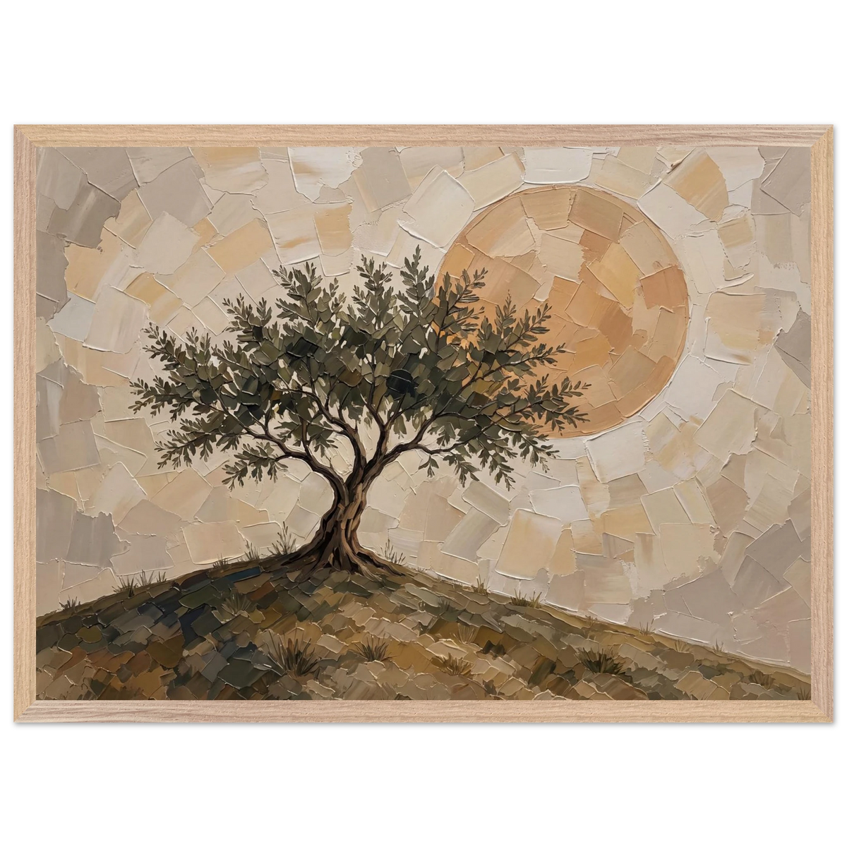 Olive Noon: hills, botanical and golden tones. Framed fine art print by The Light Stays.