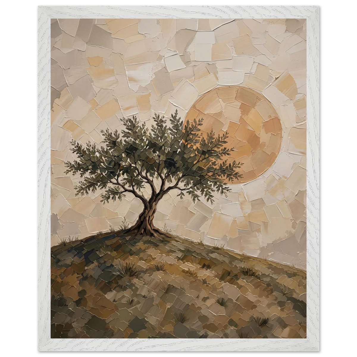 Olive Noon: hills, botanical and golden tones. Framed fine art print by The Light Stays.