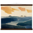 Amber and Indigo, abstract, coastline and color field. Archival fine art poster shown framed.