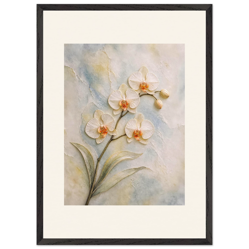 Porcelain Orchid, flowers and botanical. Archival framed fine art print shown framed.