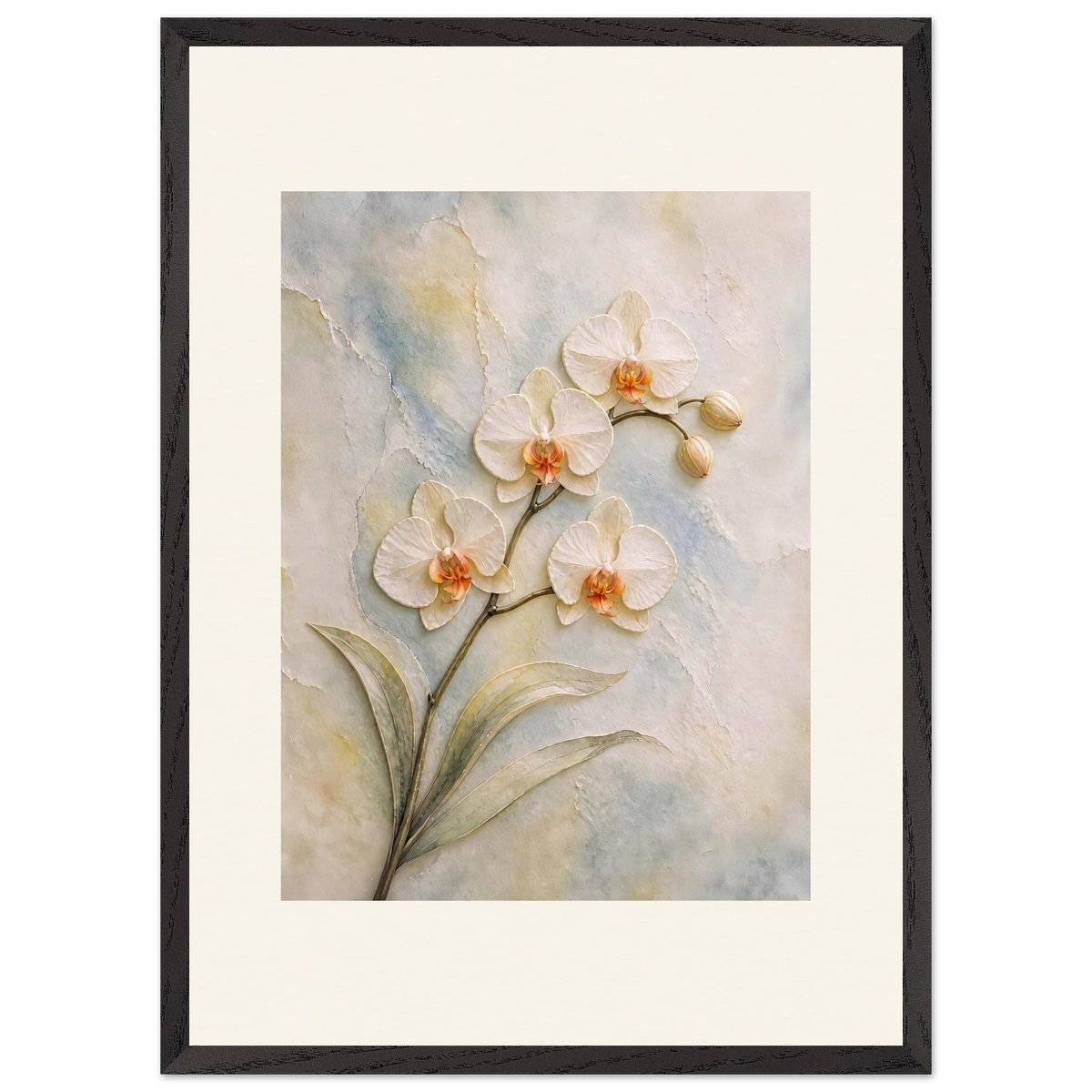 Porcelain Orchid, flowers and botanical. Archival framed fine art print shown framed.