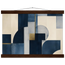 Blue Architecture: geometric abstract, blue and cream. Fine art poster, alternate frame and size.