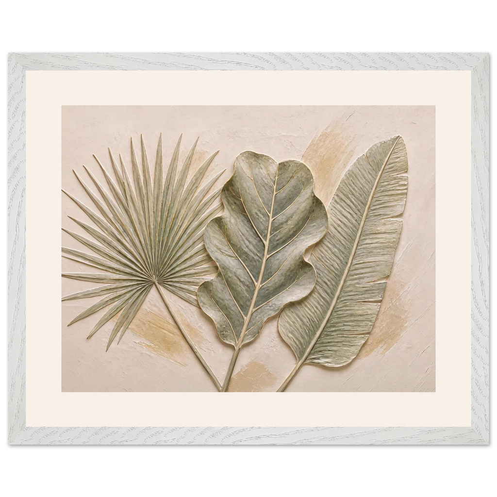 Three Leaves: botanical and nature. Museum-quality framed fine art print.
