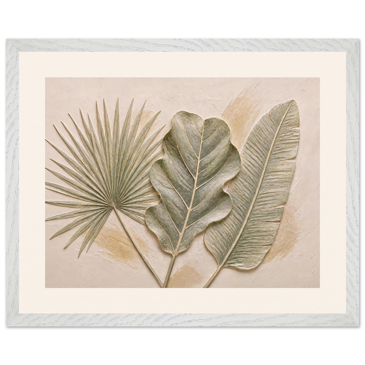 Three Leaves: botanical and nature. Museum-quality framed fine art print.