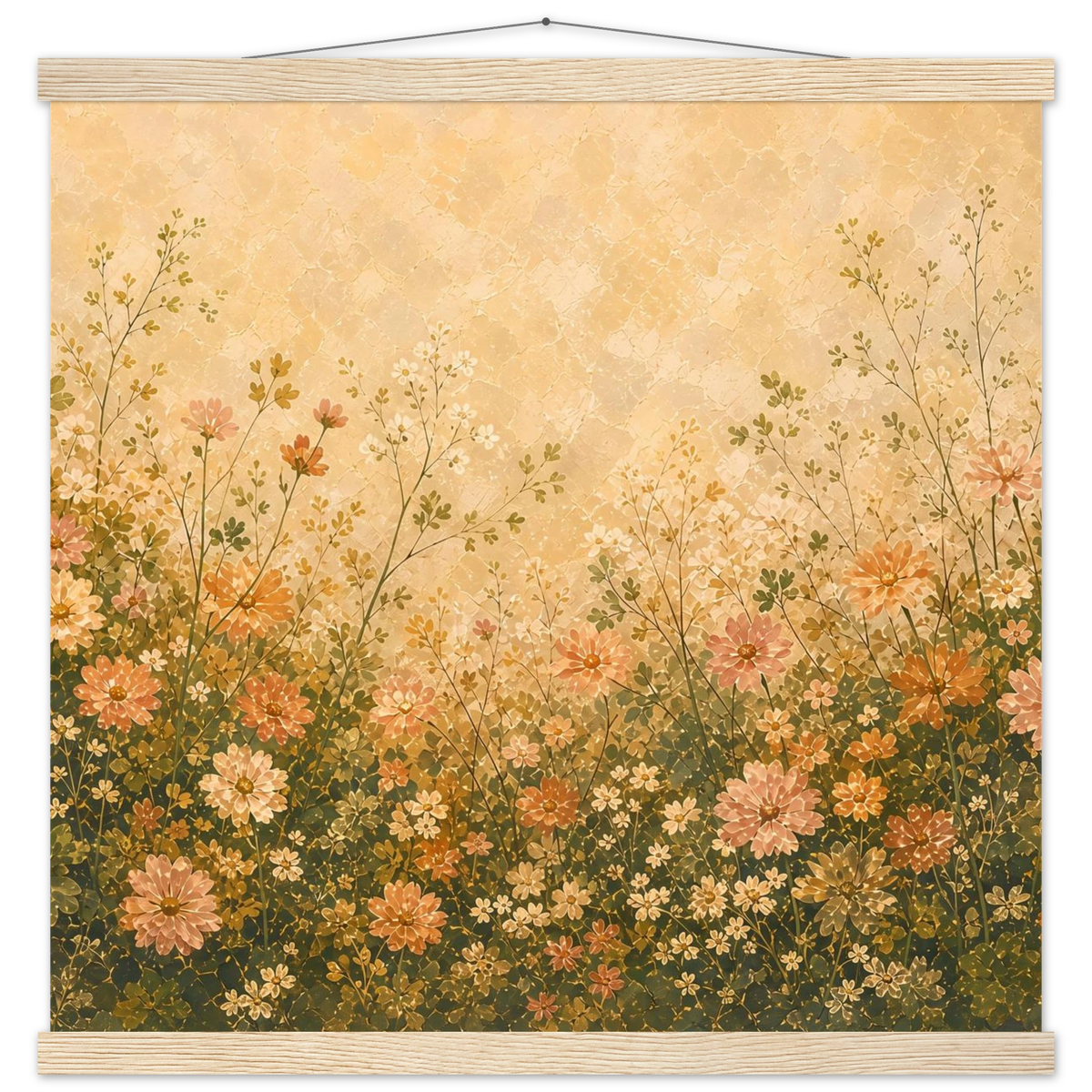 Petal Garden: flowers, botanical and abundance. Fine art poster with wooden hanger by The Light Stays.