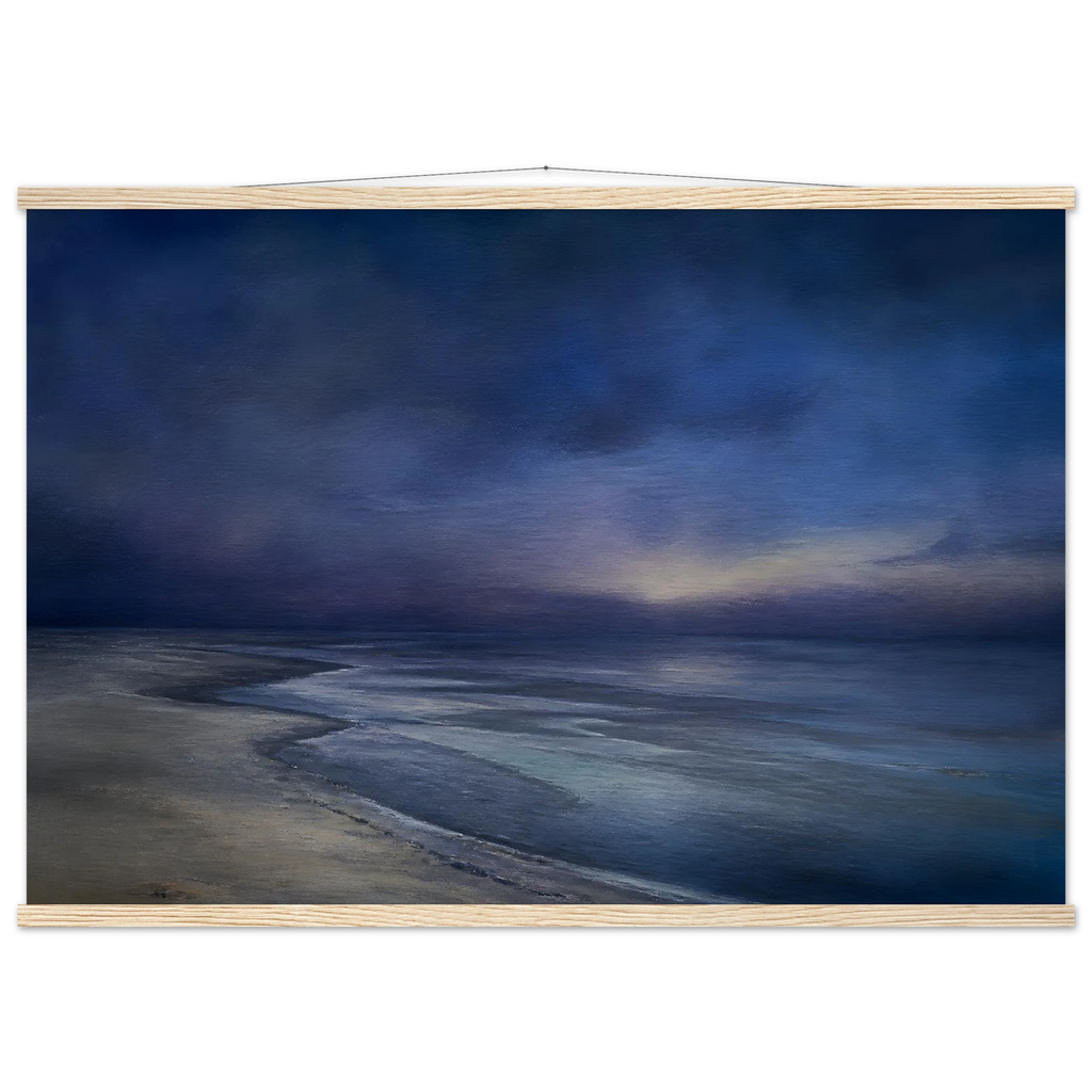 Blue Hour Shore: sea and coastal landscape. Museum-quality fine art poster.