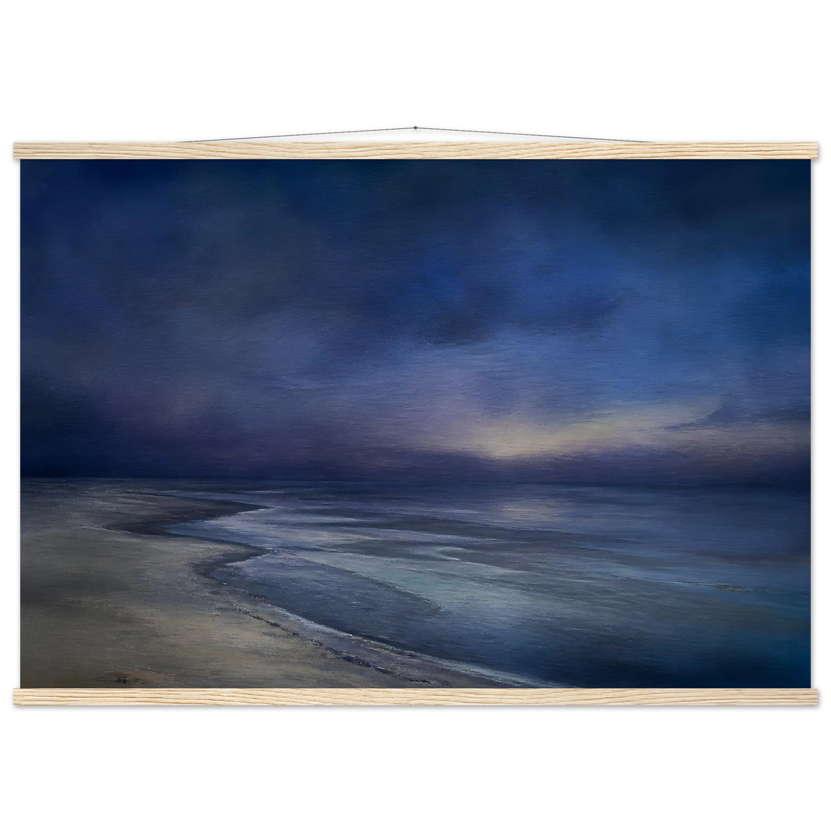 Blue Hour Shore: sea and coastal landscape. Museum-quality fine art poster.