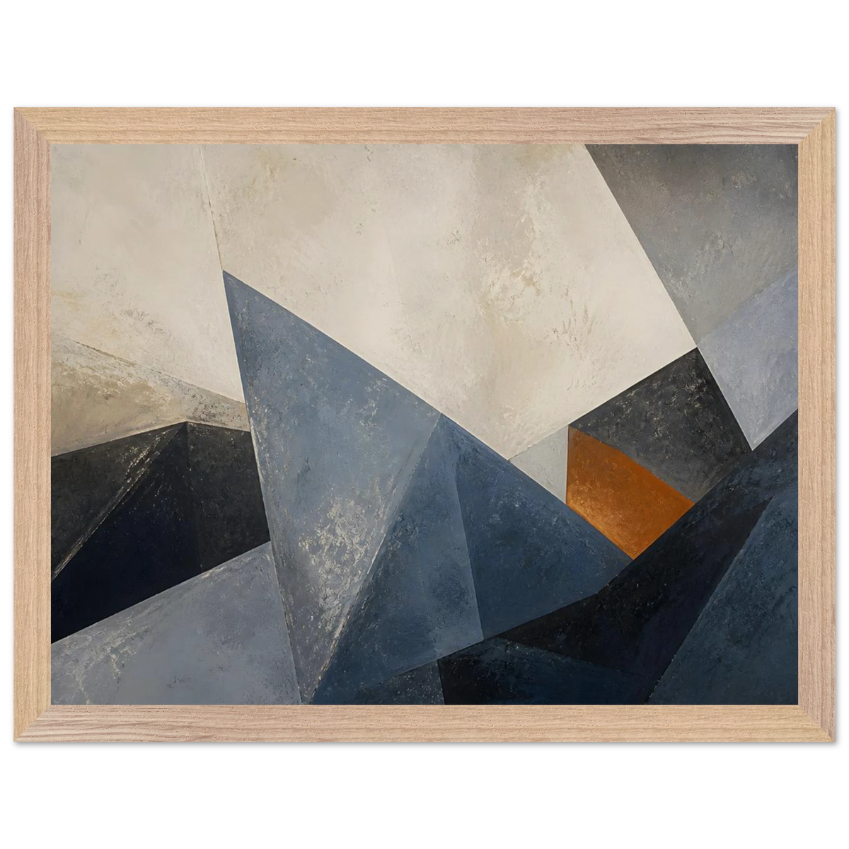 Slate Folds: abstract, mineral blue and texture. Museum-quality framed fine art print.