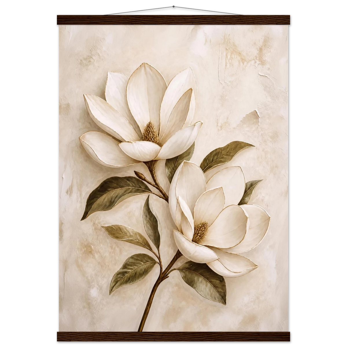 Gilded Magnolia: flowers and botanical. Museum-quality fine art poster.