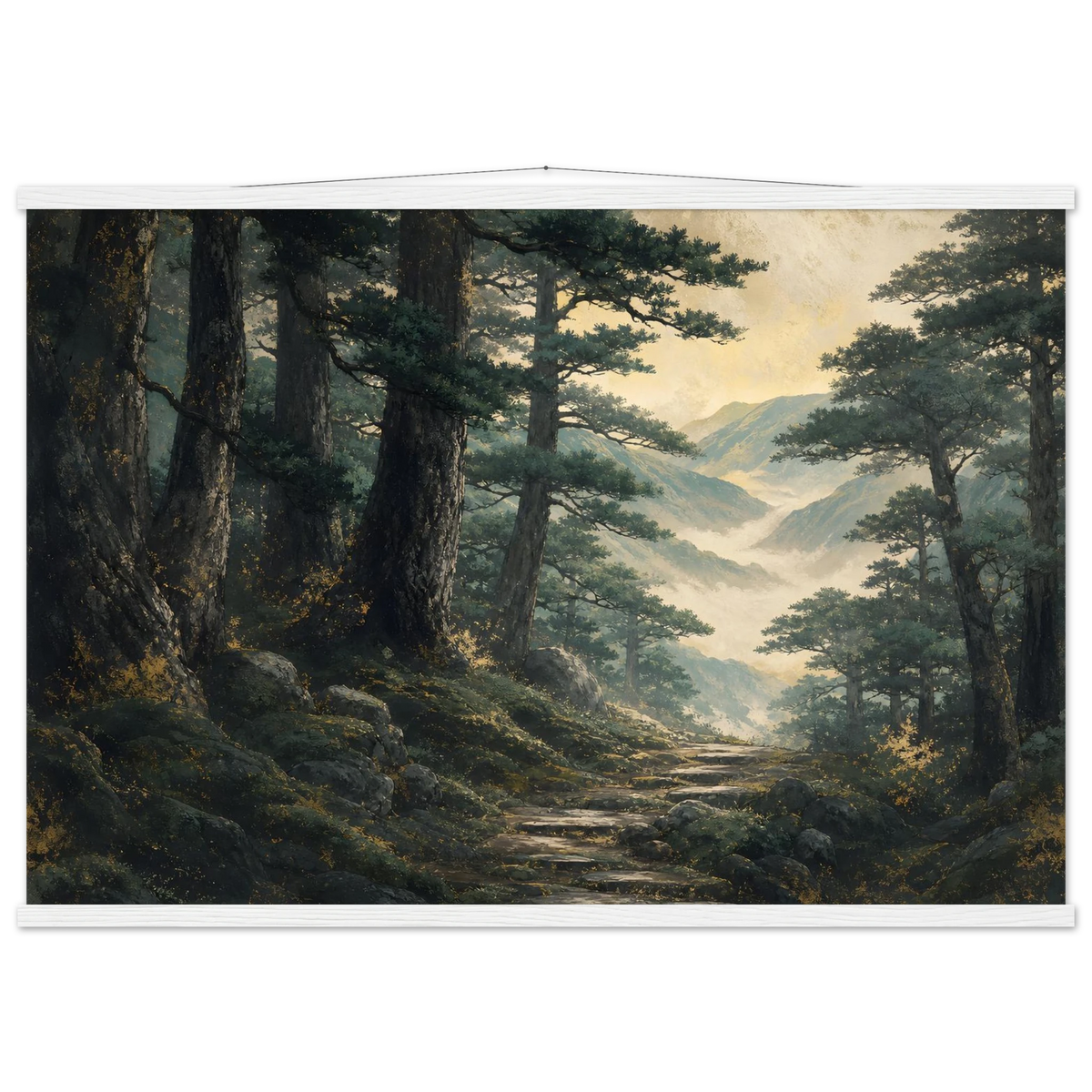 Cypress Passage: japanese art and japandi. Museum-quality fine art poster.