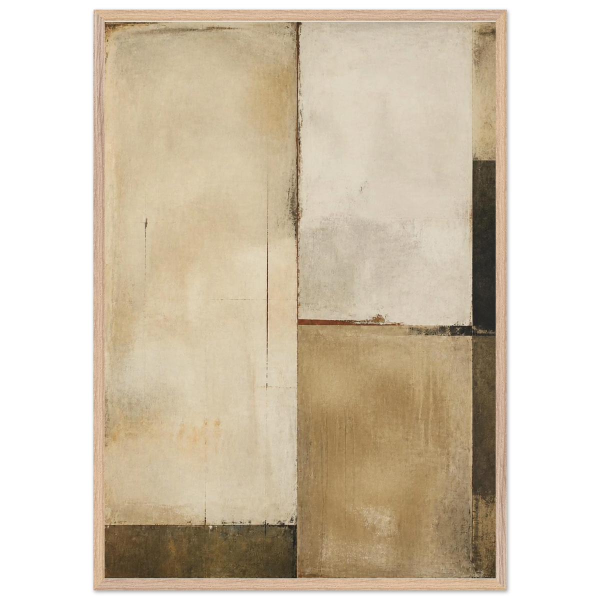 Earth and Charcoal Diptych, Panel II of II: abstract, geometry and mineral palette. Framed fine art print by The Light Stays.