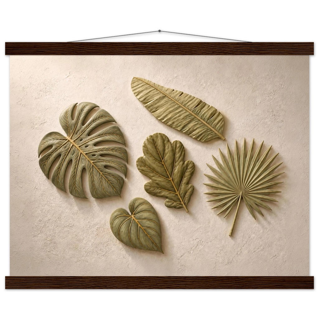 Green Constellation, botanical, green and loose rhythm. Archival fine art poster shown framed.