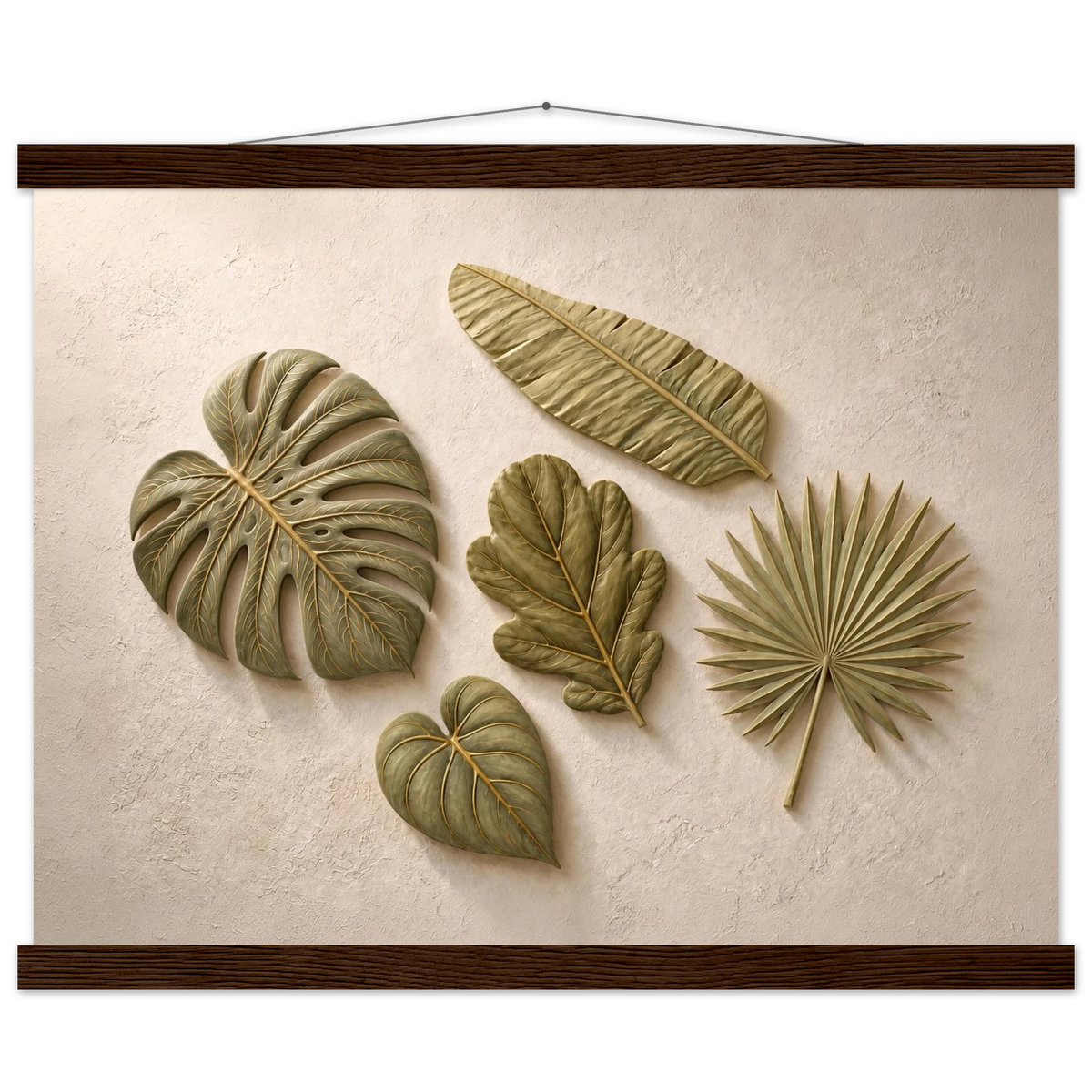 Green Constellation, botanical, green and loose rhythm. Archival fine art poster shown framed.