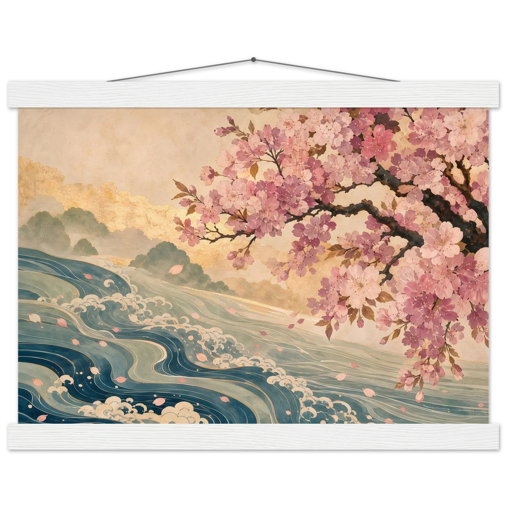 Onda e Florada, pôster floral com suporte de madeira da The Light Stays.
