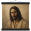 Pôster Kind Eyes com suporte de madeira, retrato sereno de Jesus em luz quente
