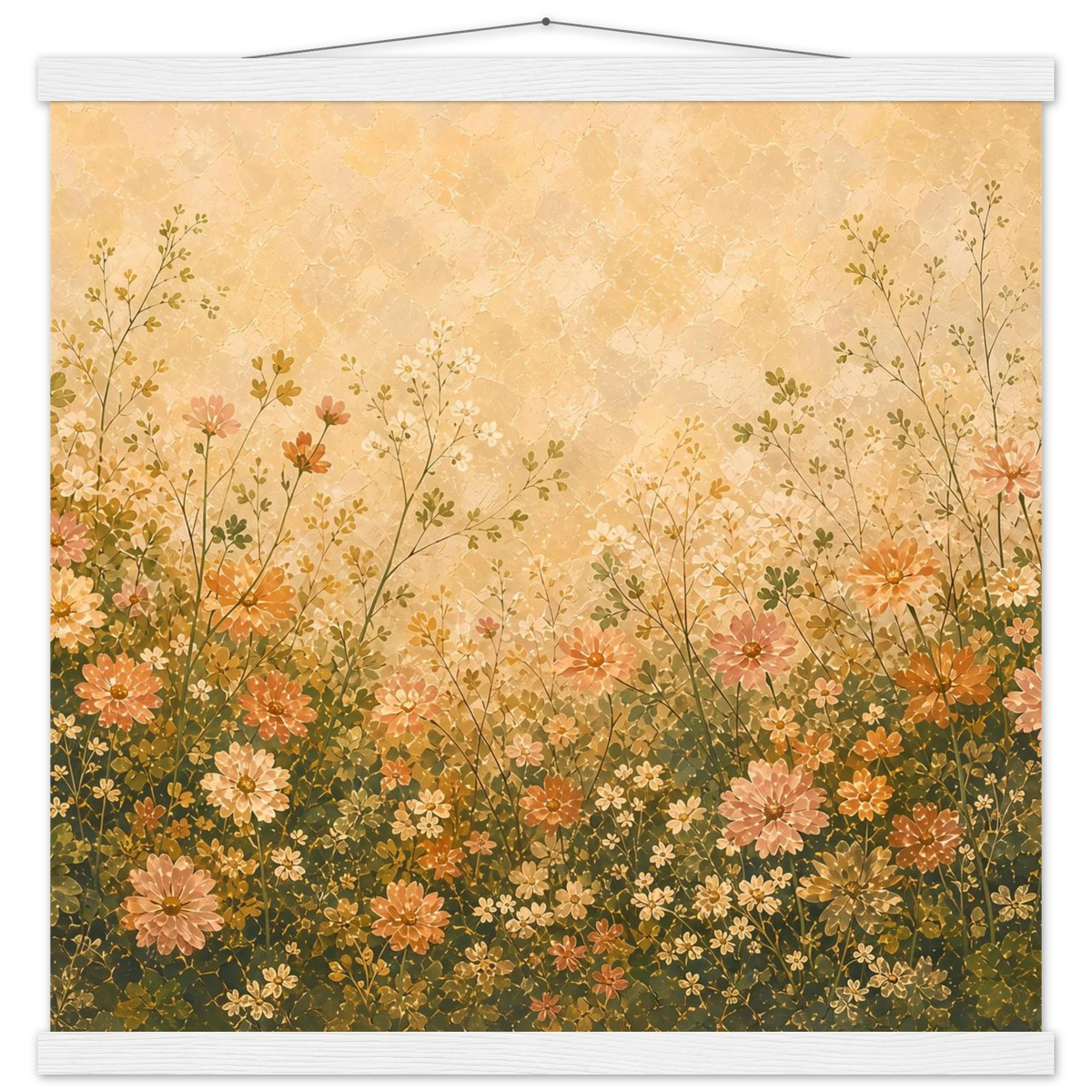 Petal Garden: flowers, botanical and abundance. Fine art poster with wooden hanger by The Light Stays.