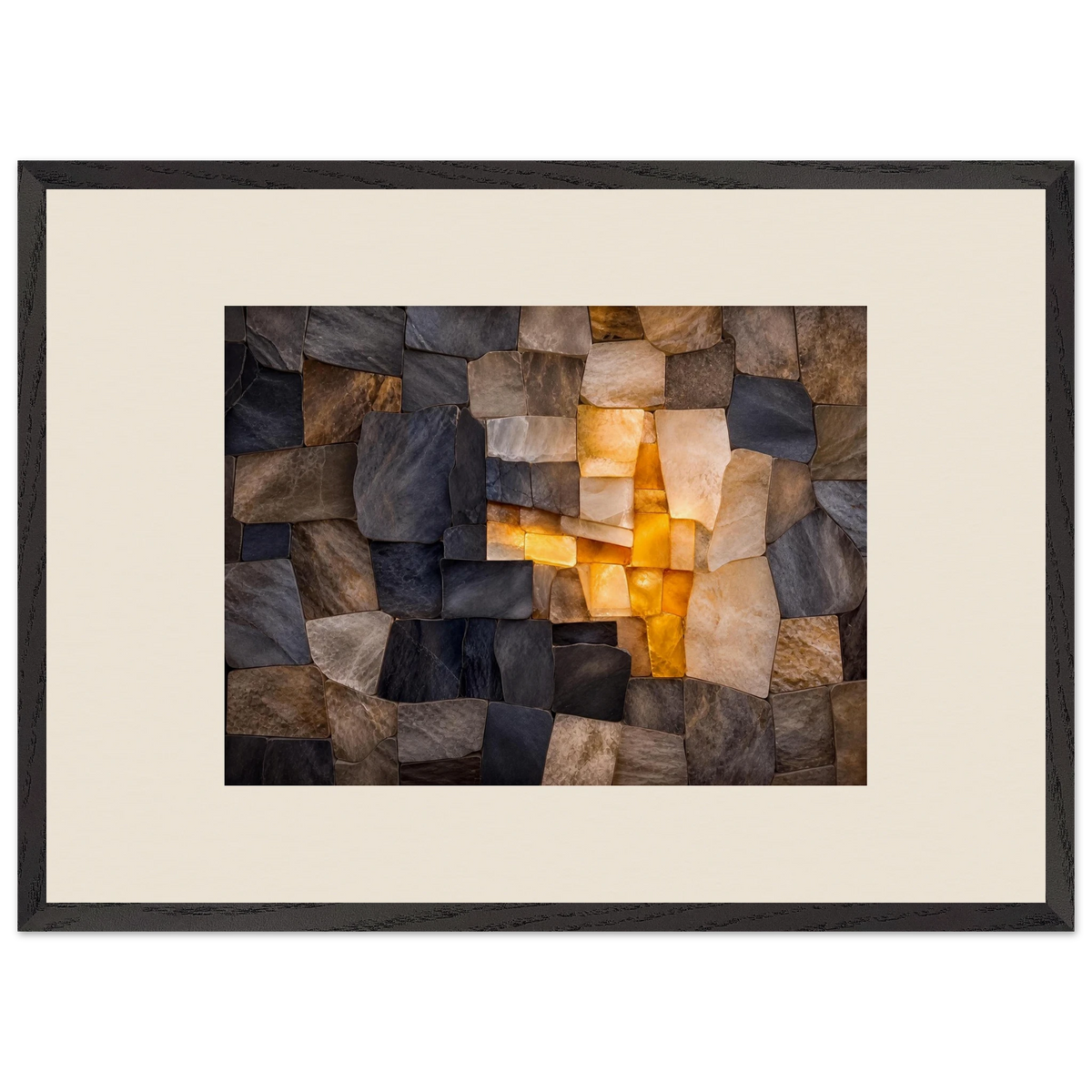 Citrine Seam: lumen and siena. Framed fine art print, alternate frame and size.