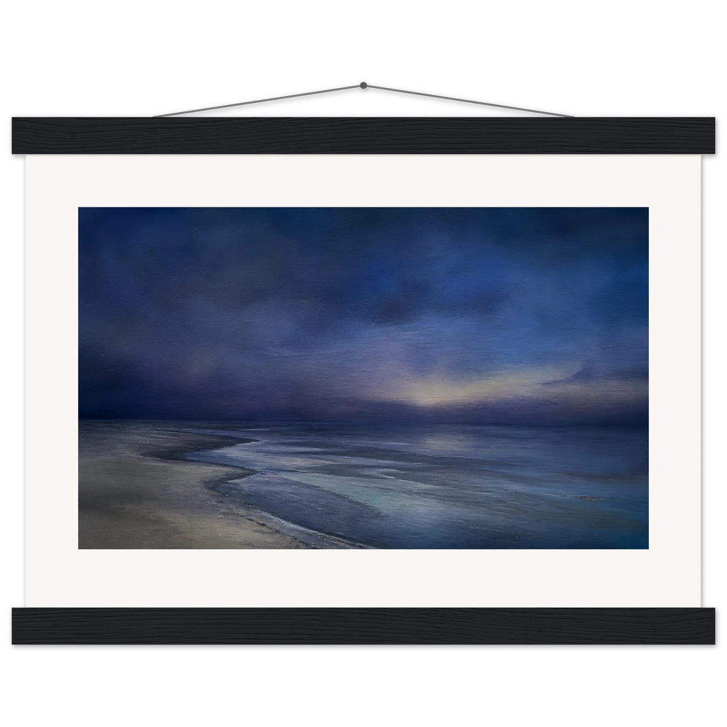 Blue Hour Shore, sea and coastal landscape. Archival fine art poster shown framed.
