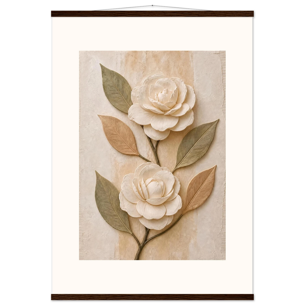 Carved Camellia: flowers and botanical. Fine art poster by The Light Stays.