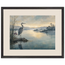 Heron at Dawn: japanese art and japandi. Museum-quality framed fine art print.