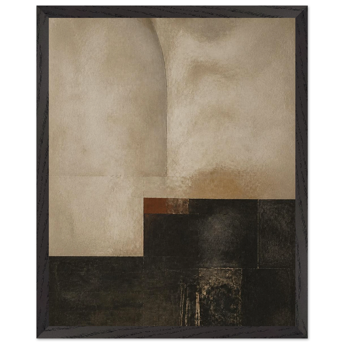 Limewash Triptych, Panel III of III: abstract, mineral texture and neutral tones. Framed fine art print by The Light Stays.