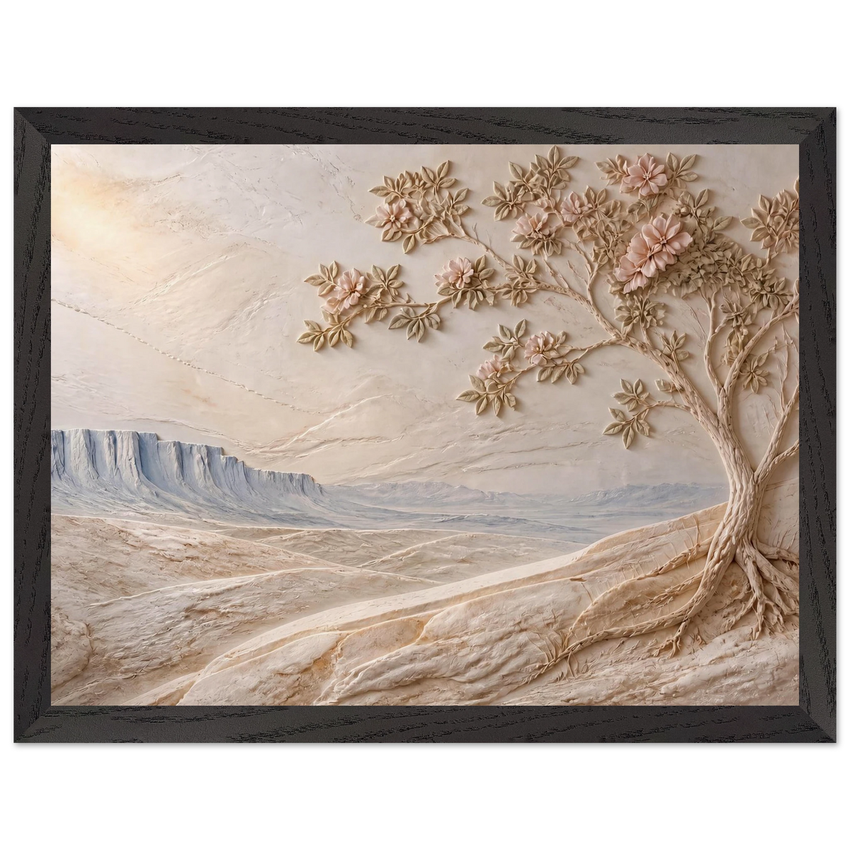 Cliffside Bloom: flowers and botanical. Framed fine art print, alternate frame and size.