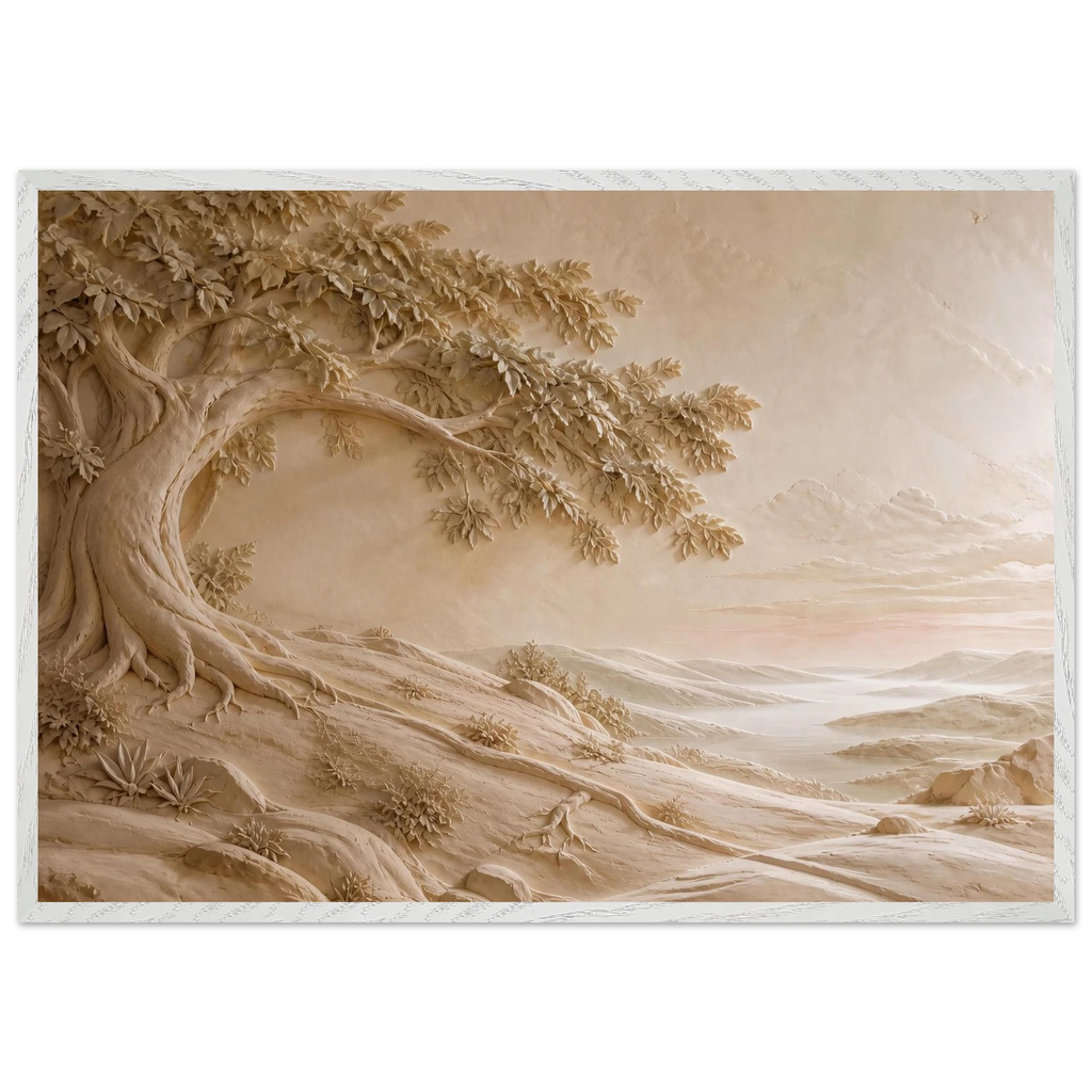 Sandstone Dawn: lumen and siena. Framed fine art print, alternate frame and size.