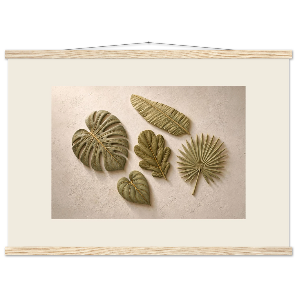 Green Constellation: botanical, green and loose rhythm. Fine art poster, alternate frame and size.