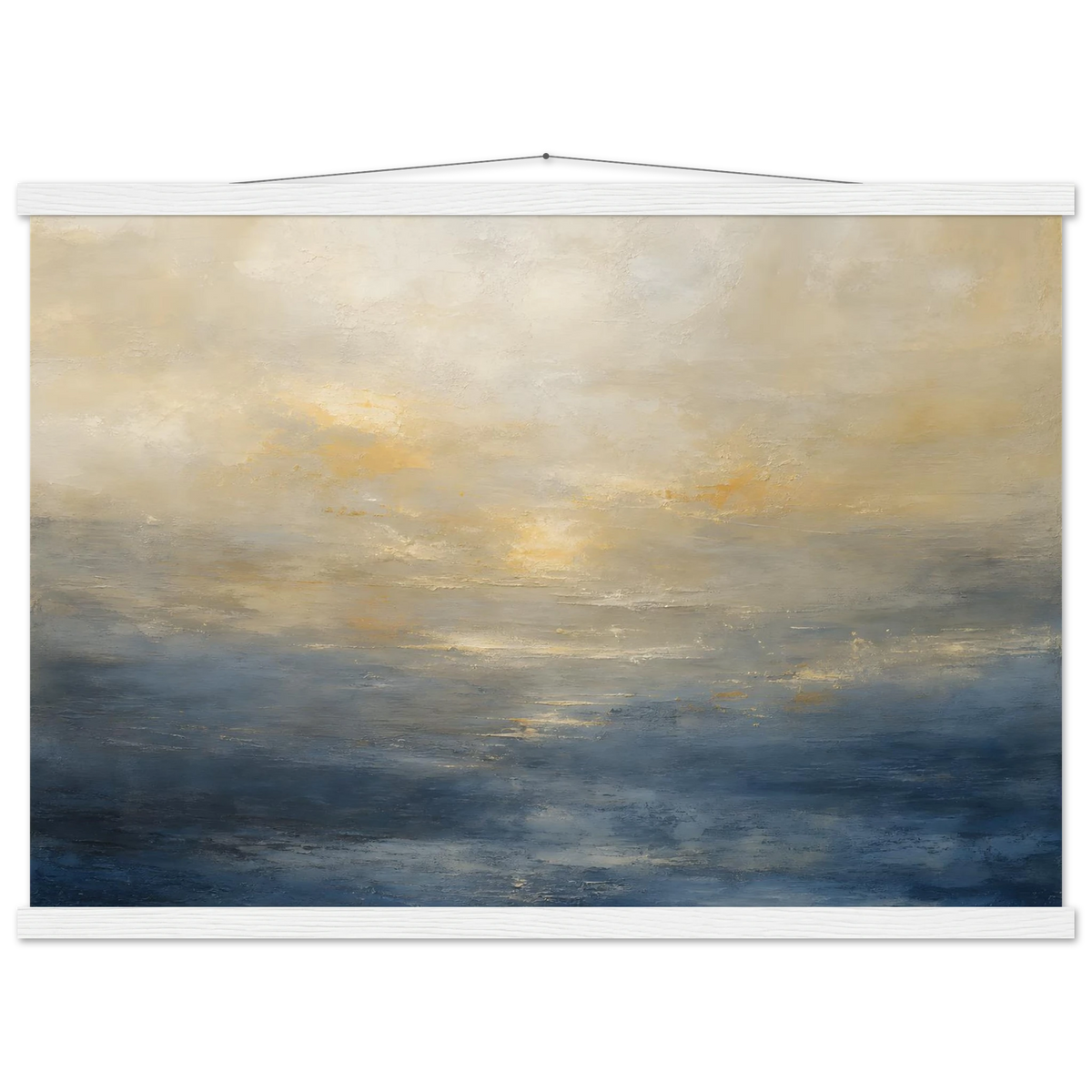Golden Sea Mist, sea and coastal landscape. Archival fine art poster shown framed.