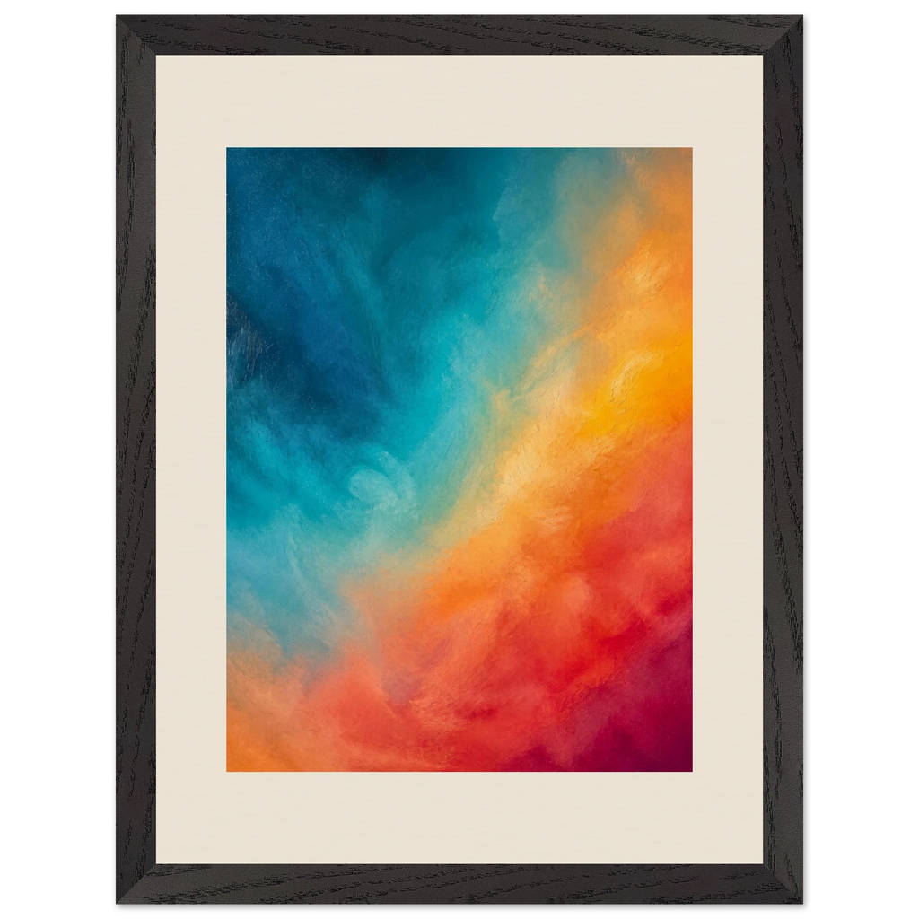 Teal and Orange: gradient, sea and dusk. Framed fine art print.