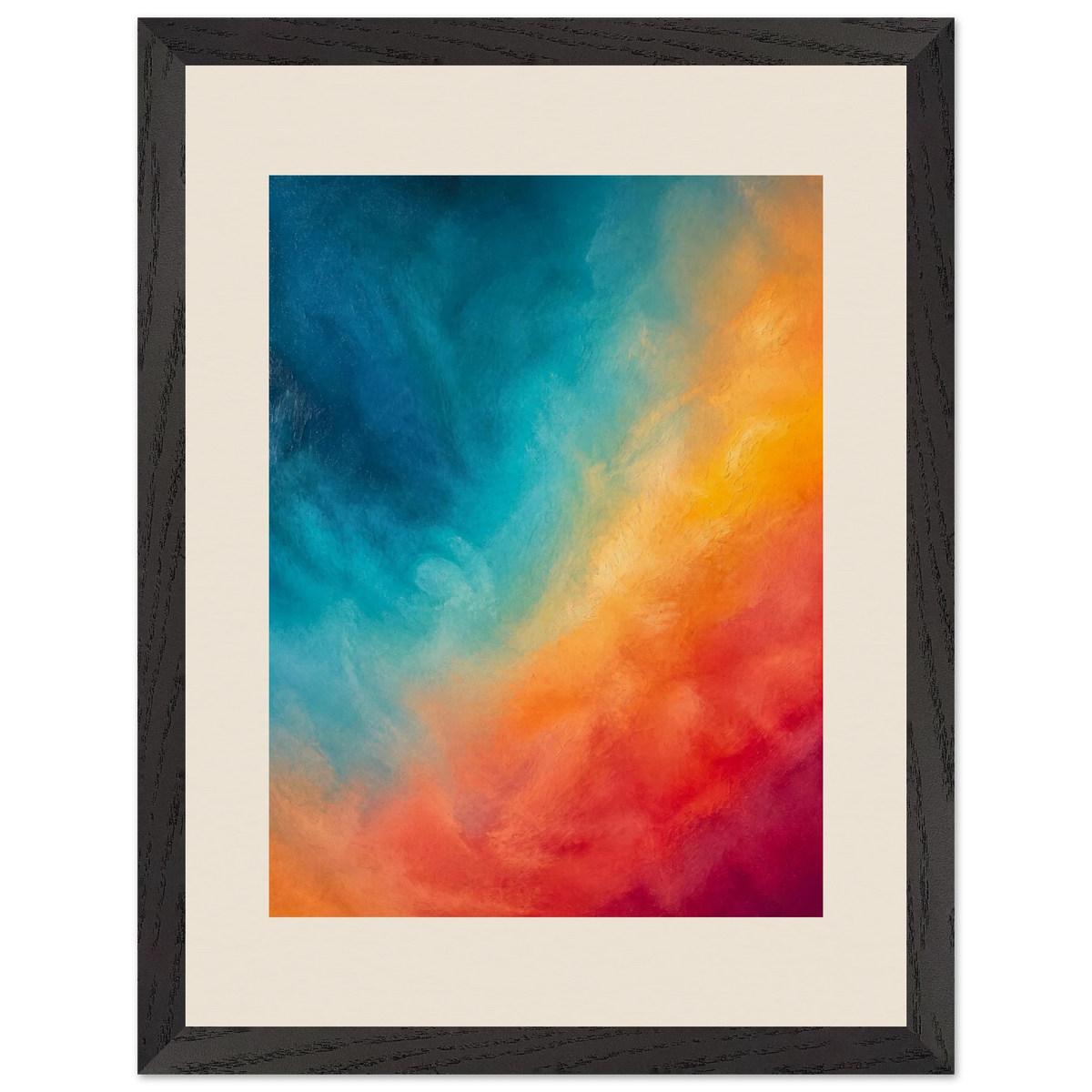 Teal and Orange: gradient, sea and dusk. Framed fine art print.