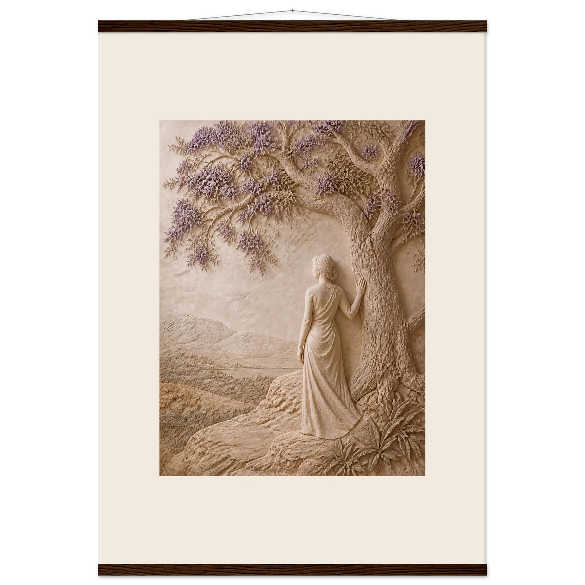 Old Friend: impasto, figure and companion tree. Fine art poster, alternate frame and size.