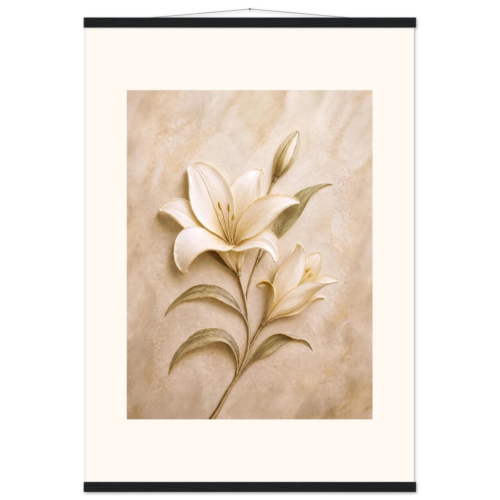 Alabaster Lily: flowers and botanical. Museum-quality fine art poster.