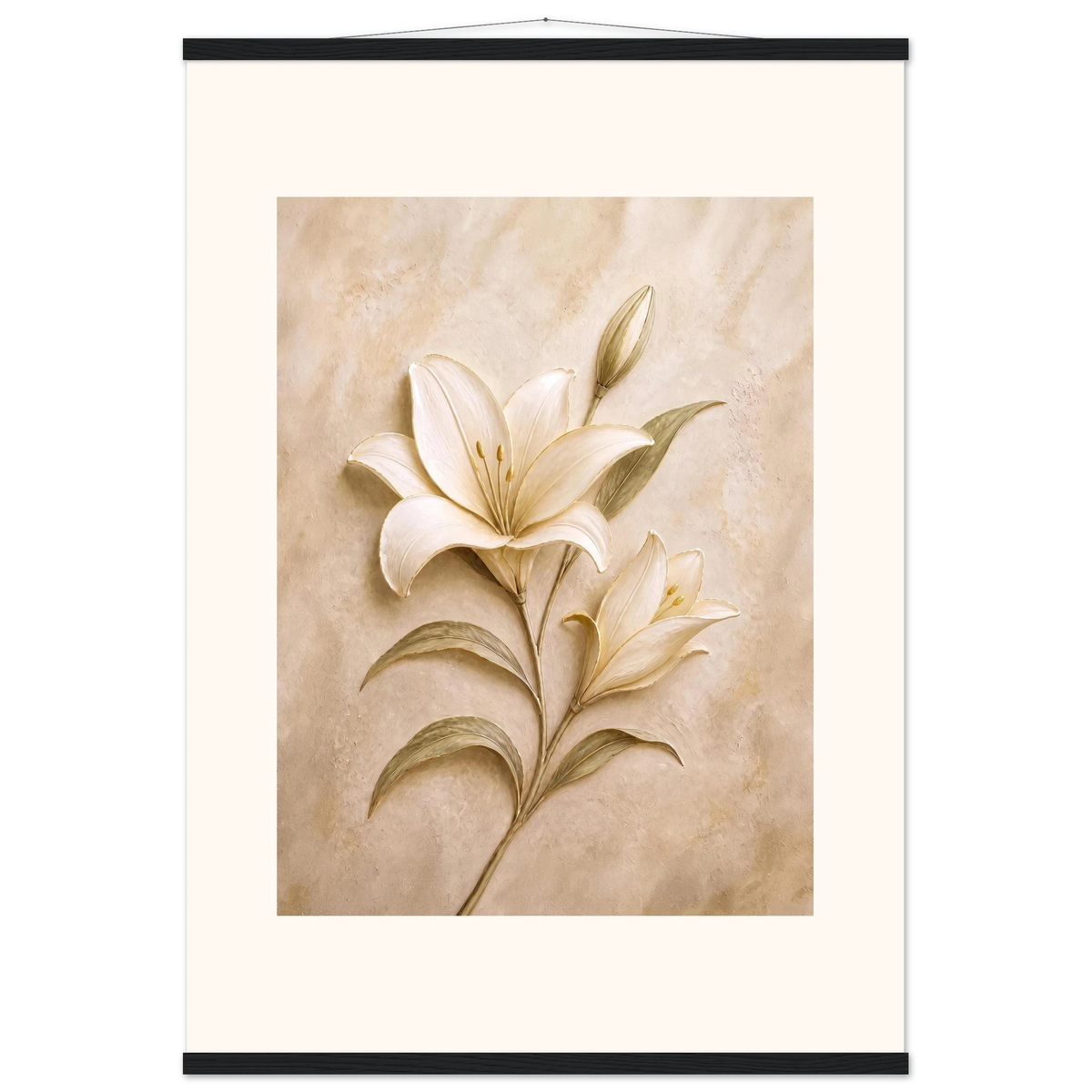 Alabaster Lily: flowers and botanical. Museum-quality fine art poster.