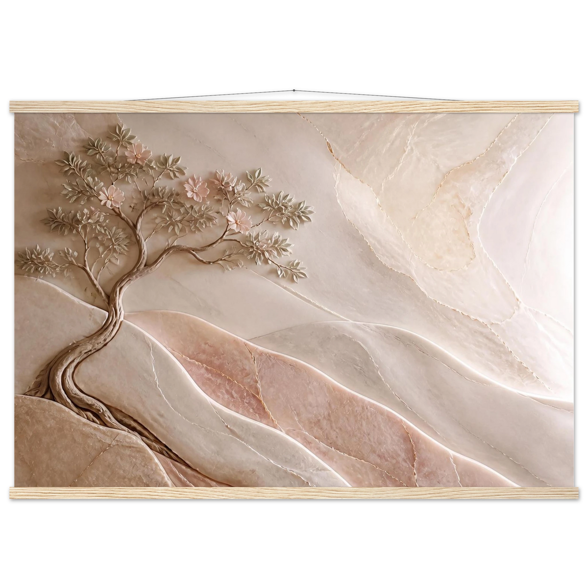 Stone Dawn, petra and siena. Archival fine art poster shown framed.