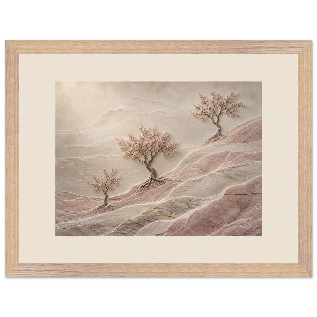 Blossom Terraces: flowers and botanical. Framed fine art print, alternate frame and size.