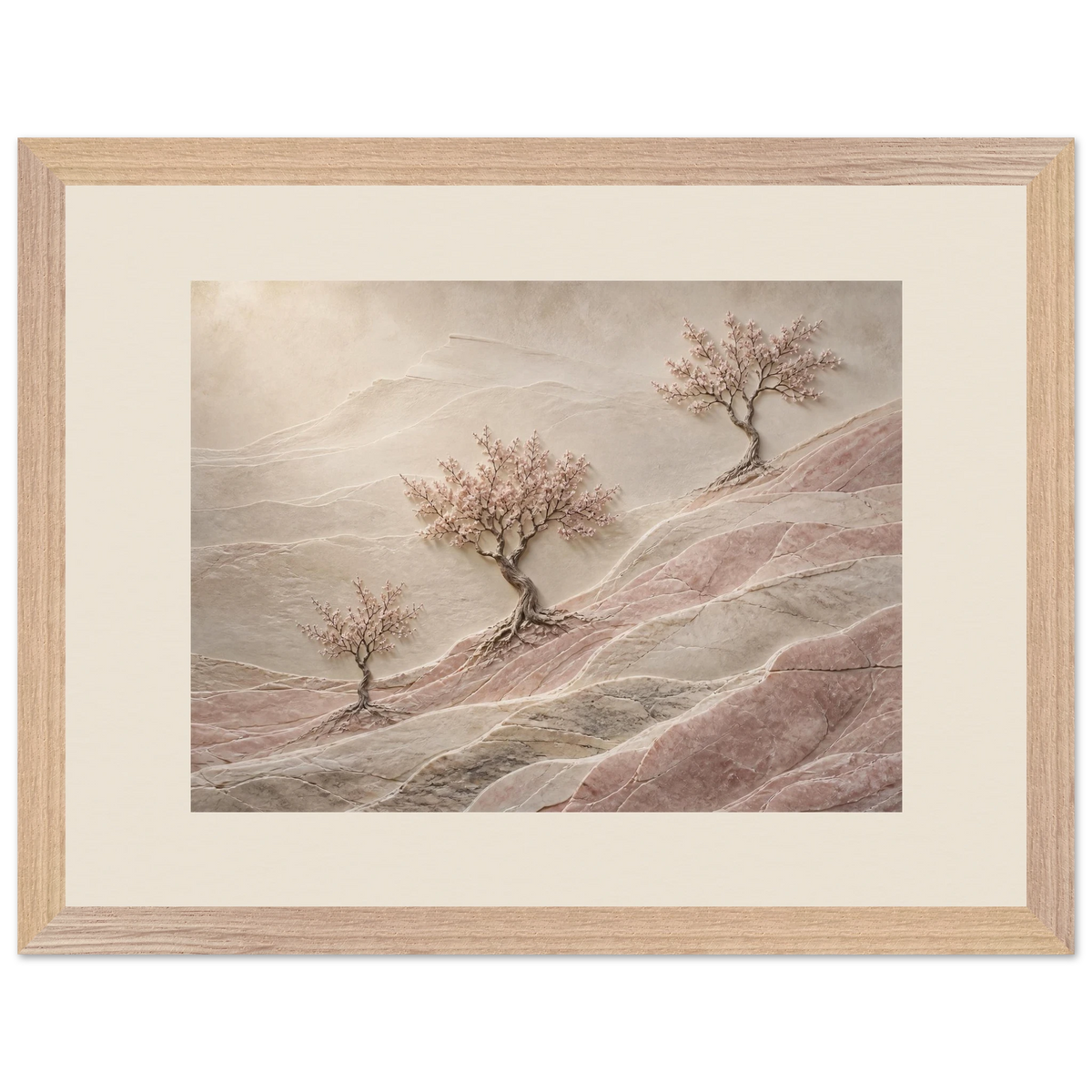 Blossom Terraces: flowers and botanical. Framed fine art print, alternate frame and size.