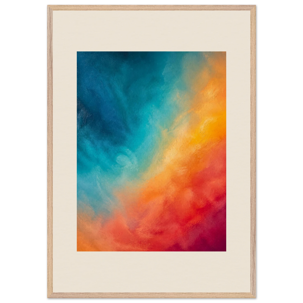 Teal and Orange: gradient, sea and dusk. Museum-quality framed fine art print.