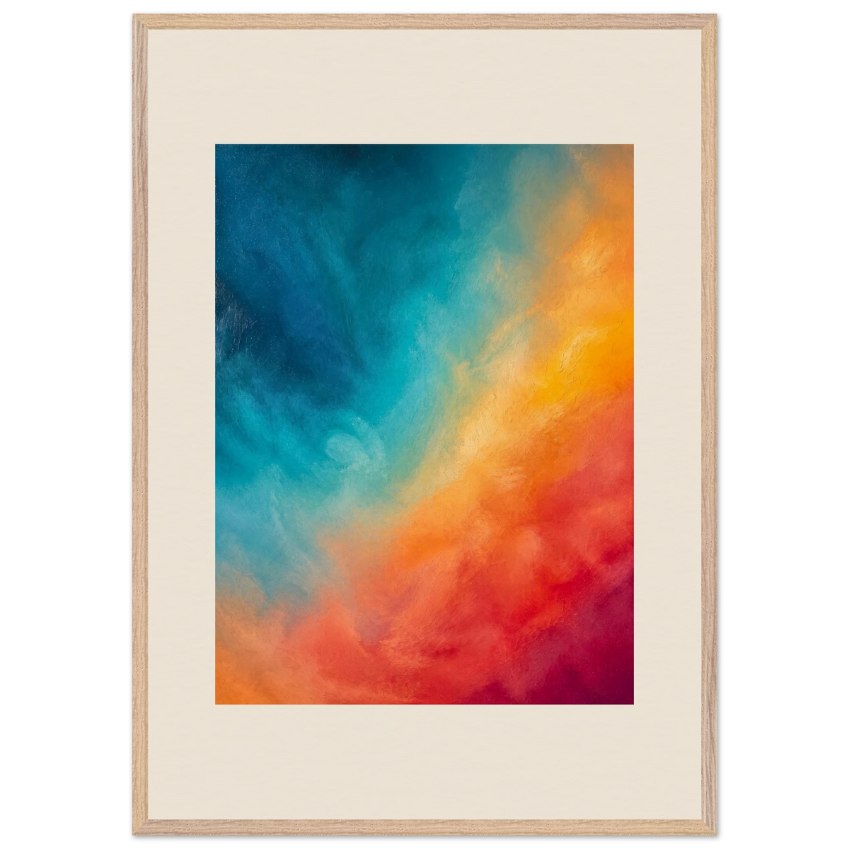 Teal and Orange: gradient, sea and dusk. Museum-quality framed fine art print.