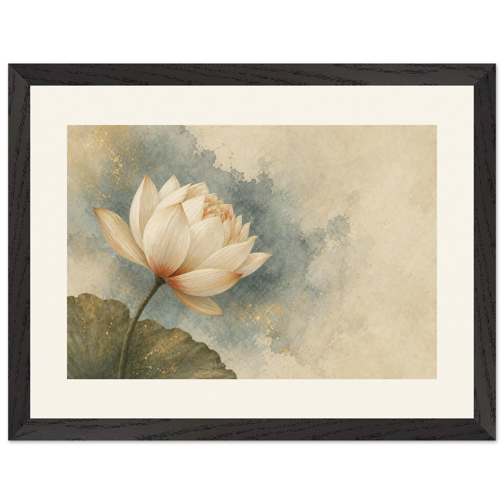First Lotus Light: flowers and botanical. Framed fine art print.