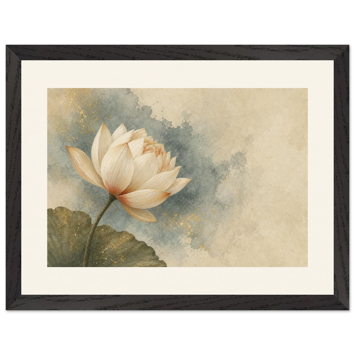 First Lotus Light: flowers and botanical. Framed fine art print.
