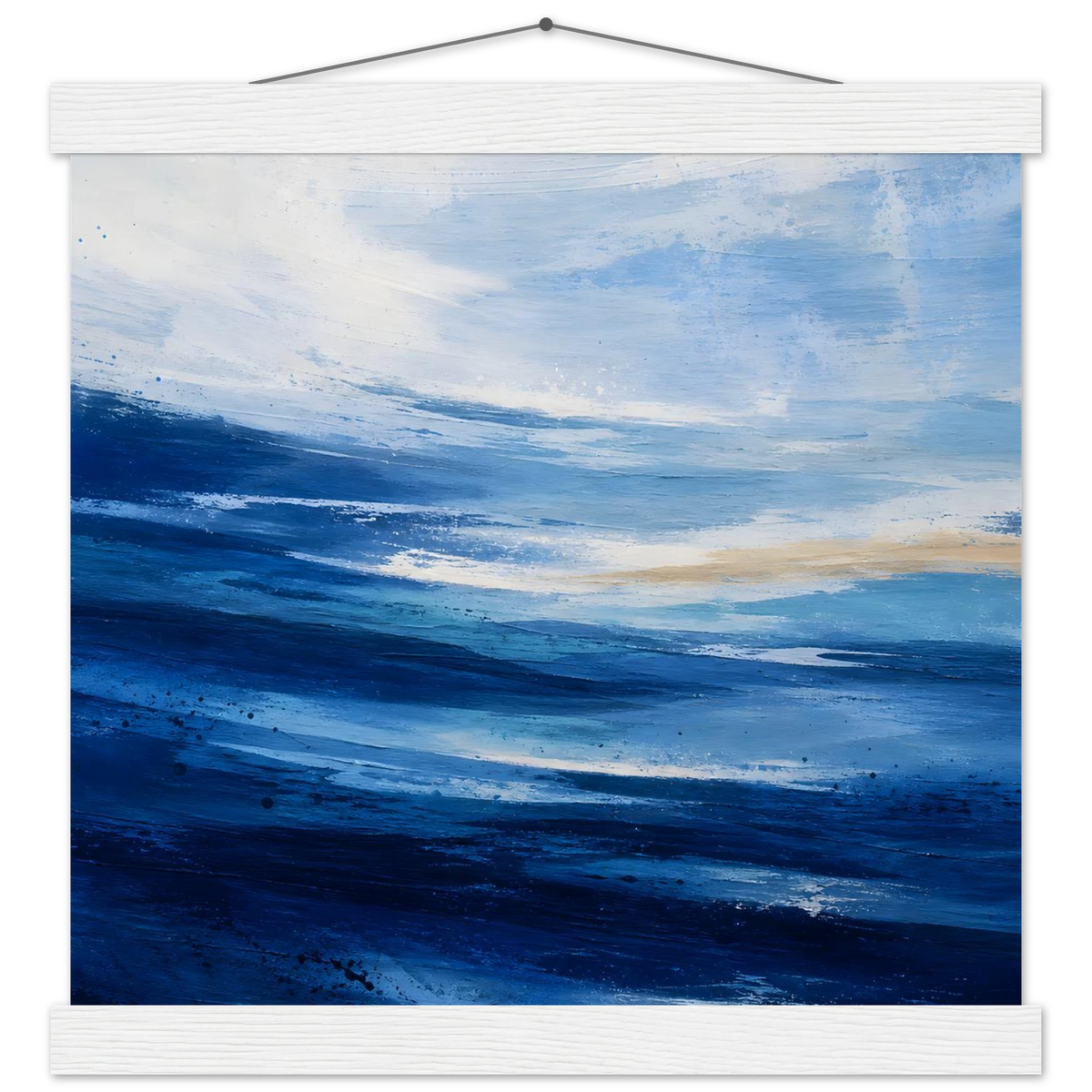 Atlantic Blue: coastline, ocean and texture. Fine art poster with wooden hanger by The Light Stays.