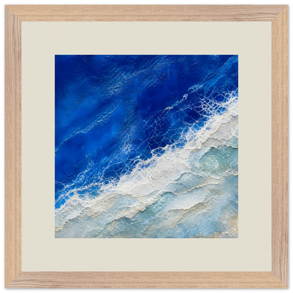 Cobalt Foam: abstract, cobalt and sea foam. Museum-quality framed fine art print.