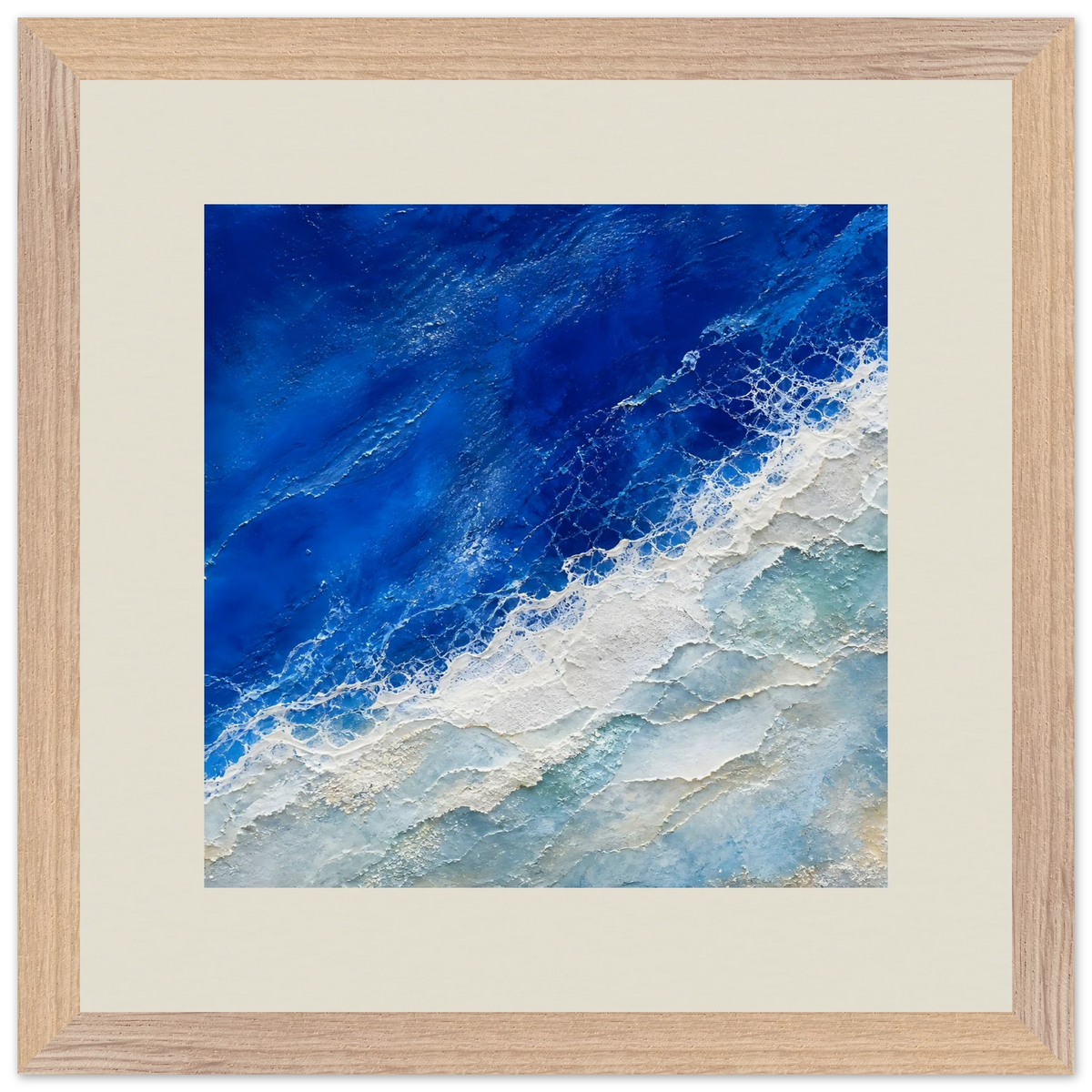 Cobalt Foam: abstract, cobalt and sea foam. Museum-quality framed fine art print.