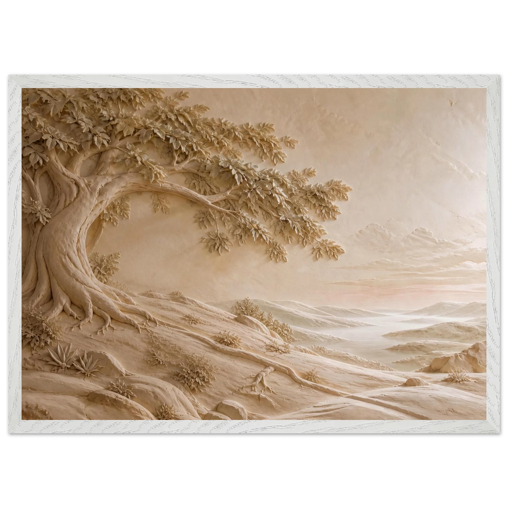 Sandstone Dawn, lumen and siena. Archival framed fine art print shown framed.