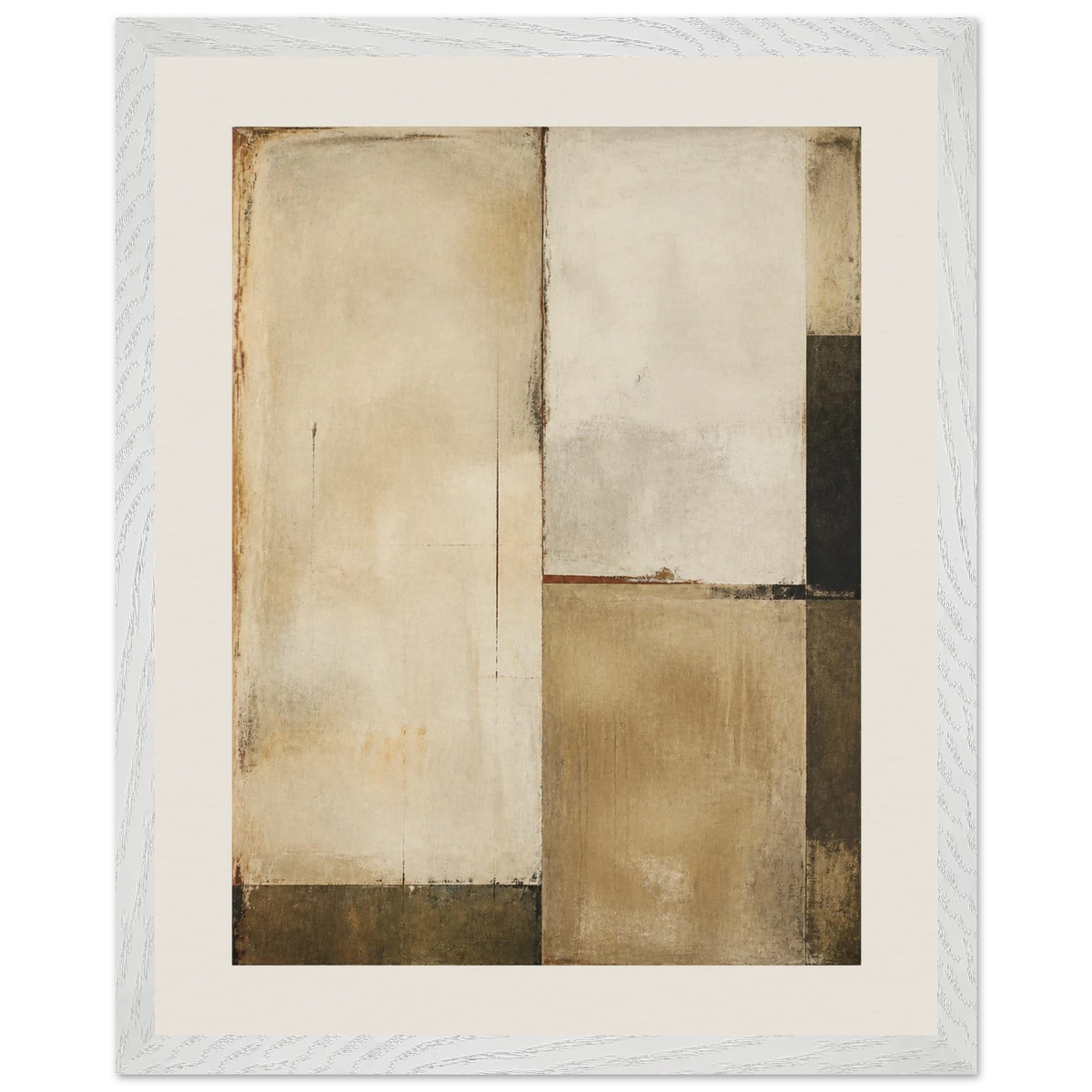 Earth and Charcoal Diptych, Panel II of II: abstract, geometry and mineral palette. Museum-quality framed fine art print.