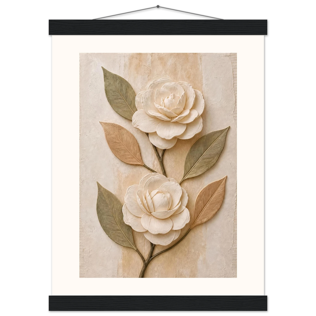 Carved Camellia: flowers and botanical. Fine art poster by The Light Stays.