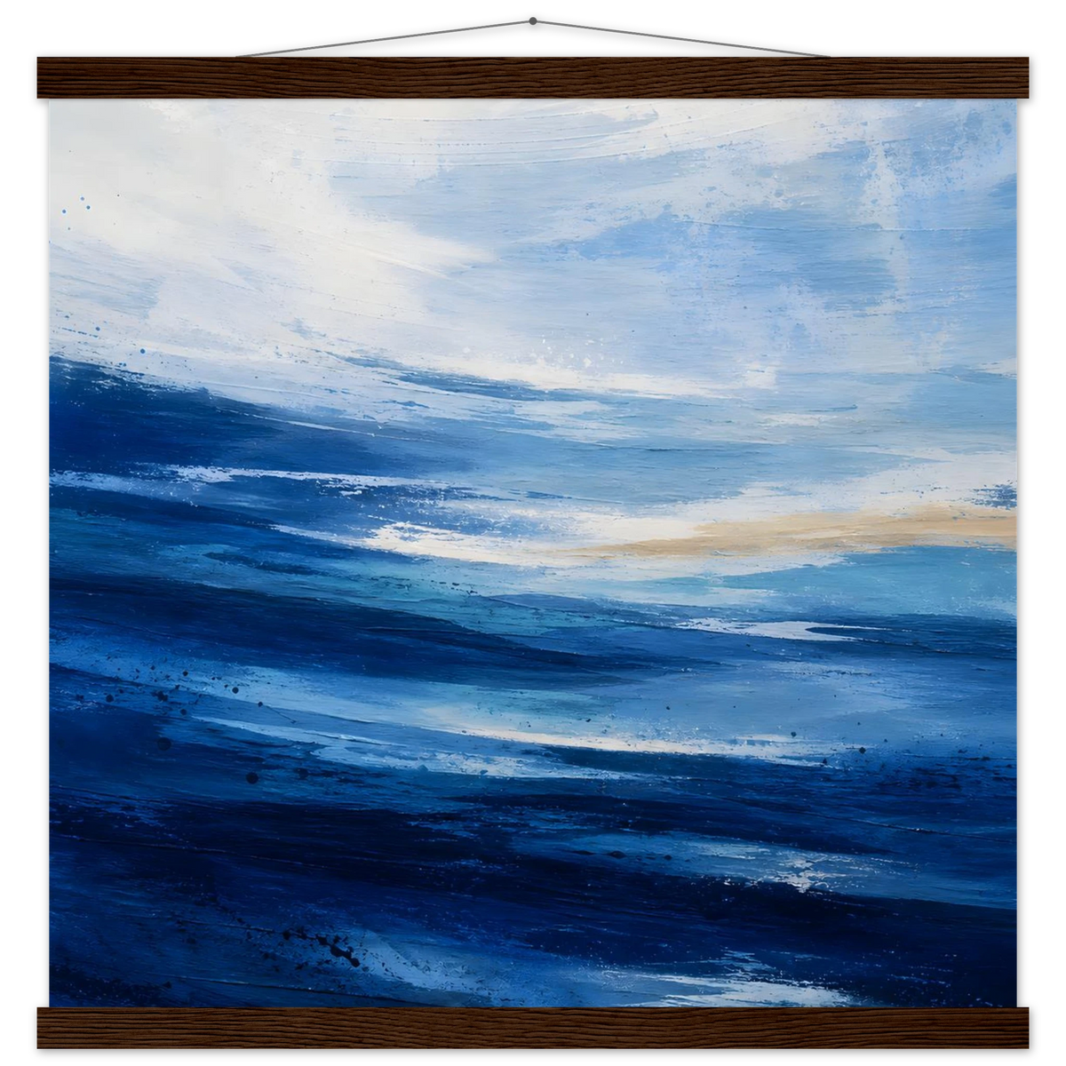Atlantic Blue: coastline, ocean and texture. Fine art poster with wooden hanger by The Light Stays.