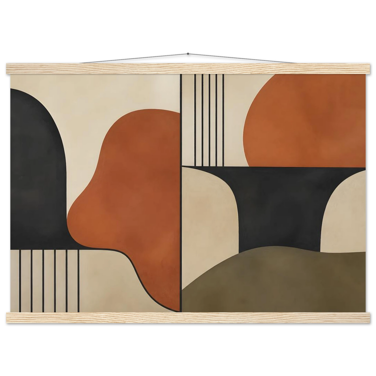 Compass and Clay: geometric abstract, clay and curves. Fine art poster by The Light Stays.